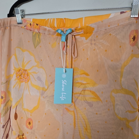 Shore Life Sheer Mesh Floral Coverup Pants Women's 1X Retro Tropical Hawaiian - Picture 8 of 13